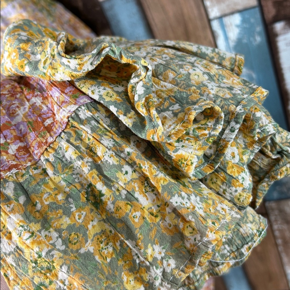 Angie Green and Yellow Textured patchwork Dress - Picture 10 of 16